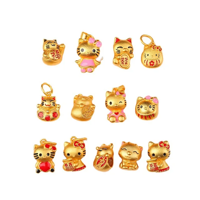 Hello Kitty Beads Lucky Cat String Pendant Bracelet Necklace Accessories for Weaving Jewelry Oil Drop Craft Festive Atmosphere 5