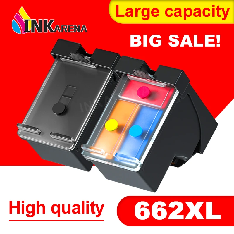 

INKARENA 662 Refillable Cartridge for HP662 Deskjet 1015 1515 2515 2545 2645 3545 4510 4515 4516 Printer Replacement Cartridge