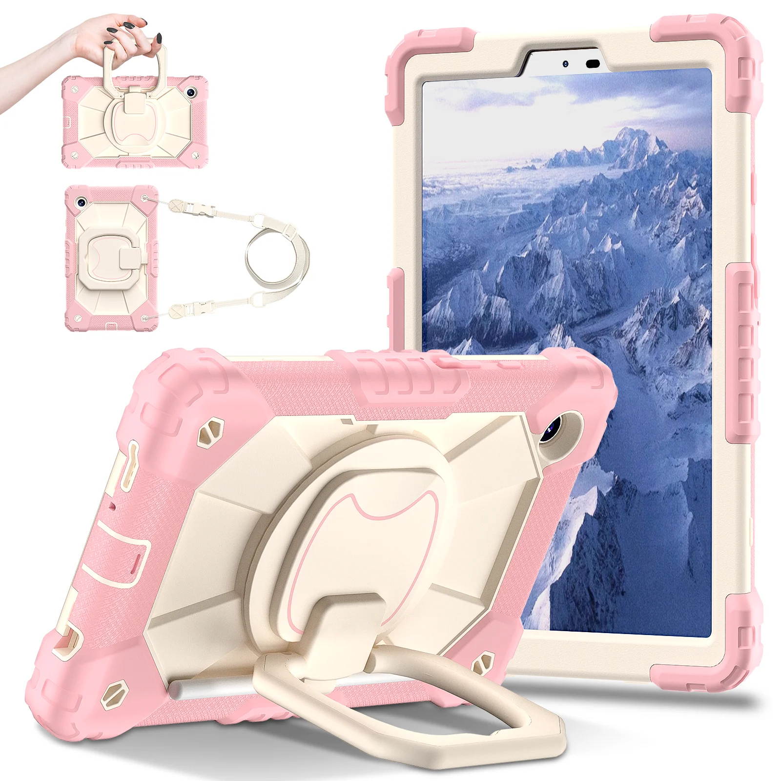 Heavy Duty Armor Case with 360° Rotating Stand and Straps - Shockproof Cover