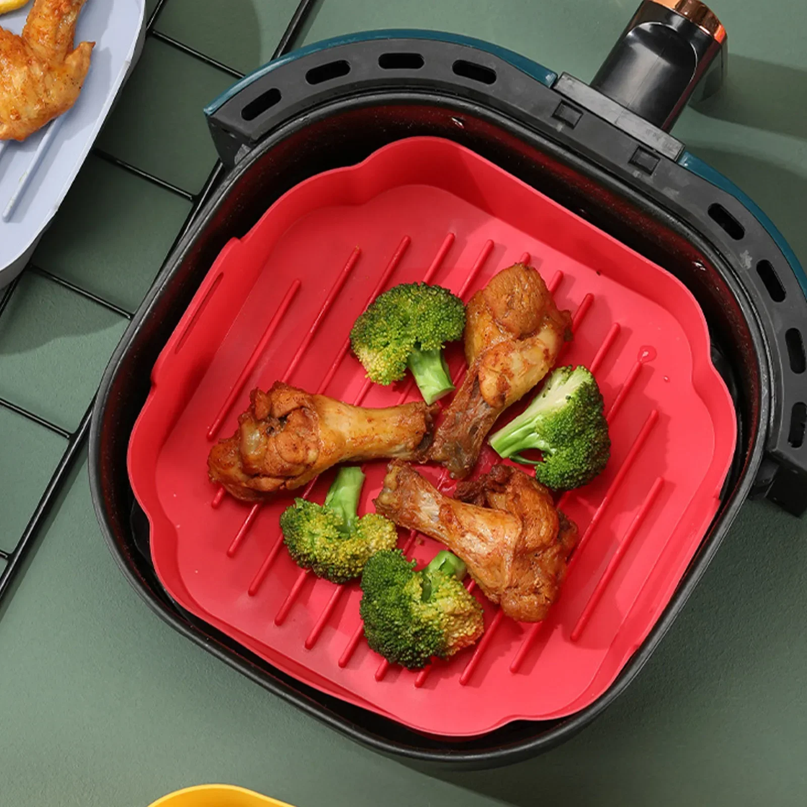 

Air Pizza Airfryer Pastry Fryer Silicone Container Mat Basket Plate Paper For Baking Square Reusable Pan Pot