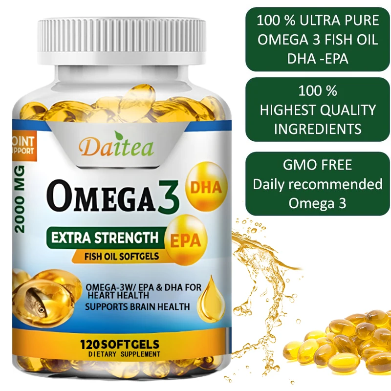 Omega 3 Fish Oil Capsules Support Brain & Nervous System Health, Cardiovascular & Skin Health