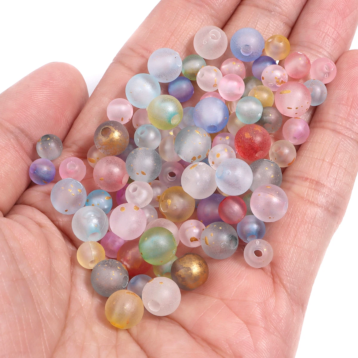 100-200Pcs 6/8mm 다채로운 아크릴 비즈 라운드 매트 스페이서 루즈 비즈 장식 만들기 DIY 수제 공예 액세서리