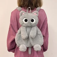 Sacs à dos chat noir, poupée chaton à grands yeux, peluche Kawaii, animaux en peluche, sac à bandoulière grande capacité, jouet doux, sac à bandoulière à la mode 6