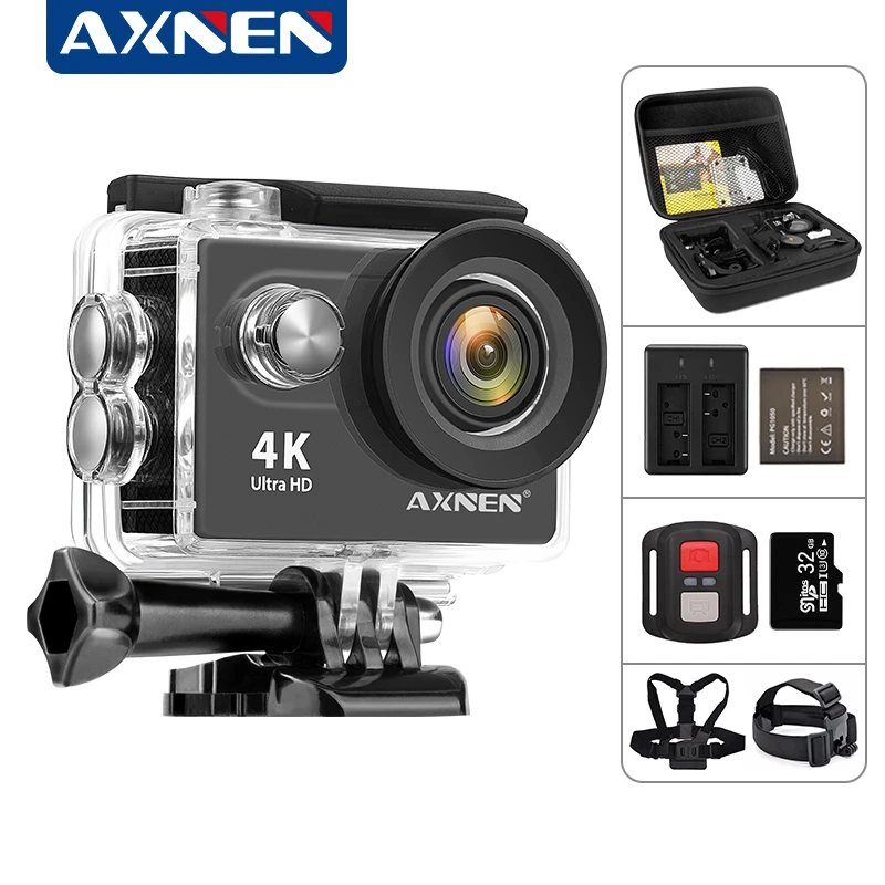 action camera hd AXNEN H9R H9 Action Camera Ultra HD 4K 30fps 1080P 60fps WiFi 2 Inch 170D Underwater Waterproof Helmet Video Recording Sport Cam old action camera