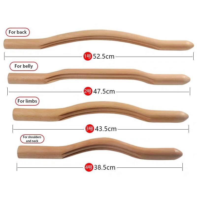 4 Pcs Gouache Scraper Stick For Back Shoulder Neck Waist Leg Scraper For Gouache Massage Made From Natural  Wood  Massage  Tools