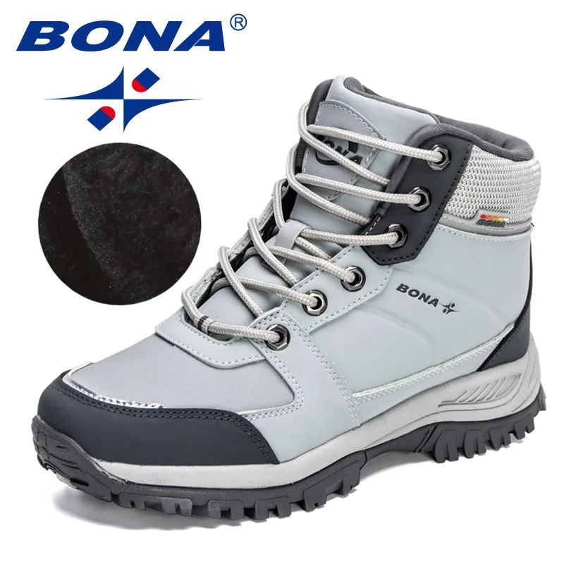 BONA-Botas de couro Nubuck para mulheres, super quentes, de pelúcia, ao ar livre, caminhadas, inverno, neve, marca, senhora, novo, designers, marca, 2023