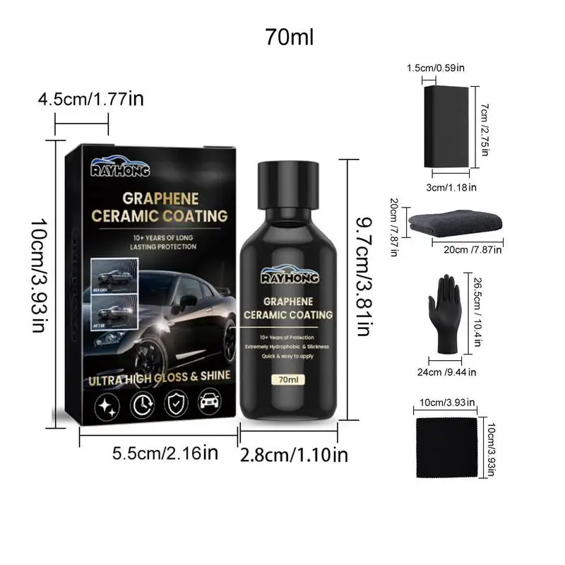 Car Ceramic Coating Auto Paint Care Agent 70ml Advanced Long Lasting Protection Anti-Scratch High Gloss Superior Liquid images - 6