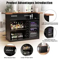 Home Bar Unit with Fridge Space, U-Shape Liquor Wine Cabinet, 63.1" Mini Bar Table with Storage for Basement or, Customized 4