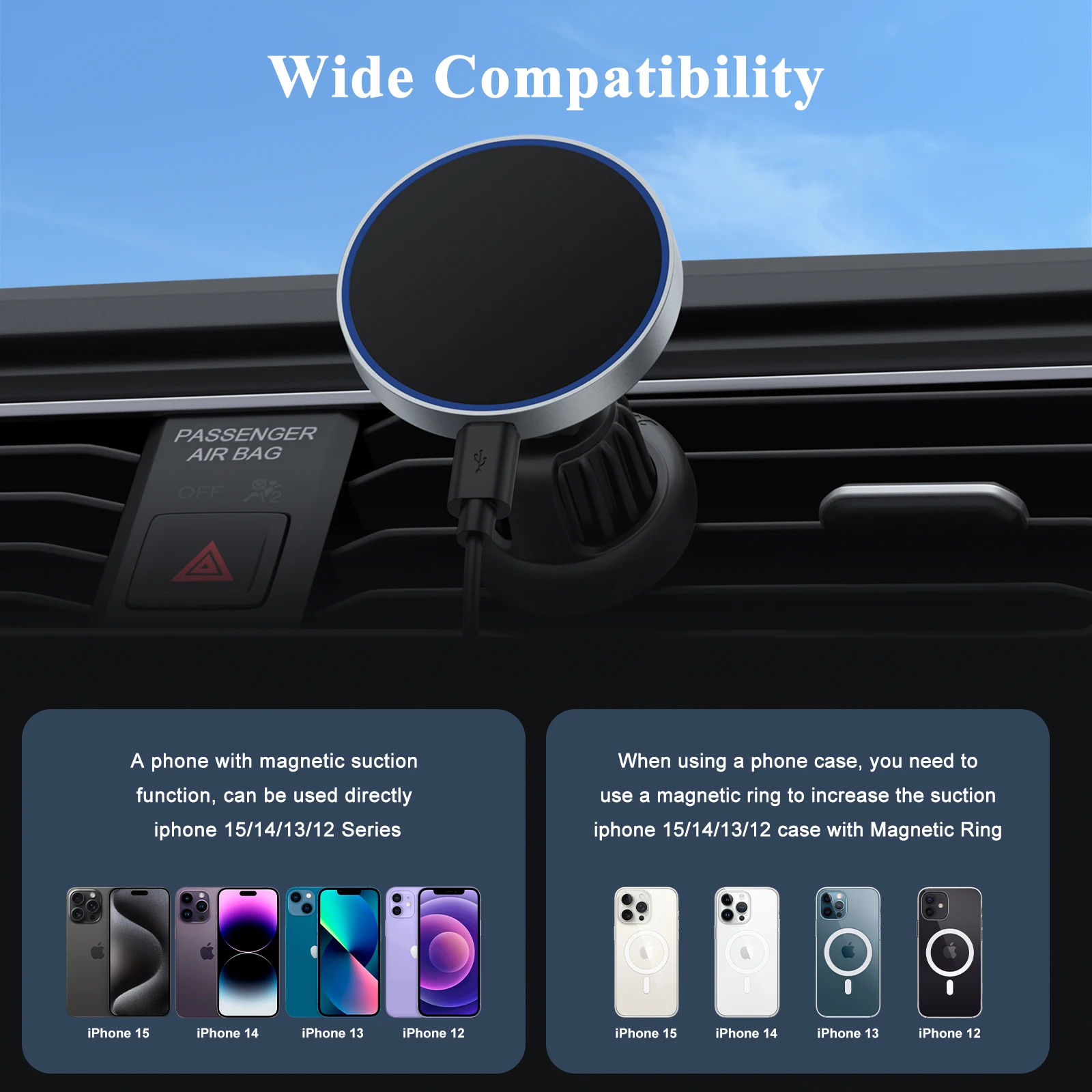 15W Magnetic Car Wireless Charger Phone Holder Stand for iPhone 15 14 13 12 Pro Max Samsung Car Mount Fast Charging Dock Station Phone charger,Car charger,Car phone charger,Phone charger station