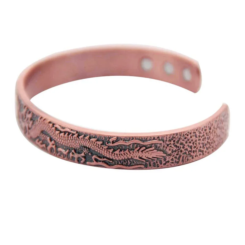 Vintage Magnetic Pure Copper Bracelet Women Benefits Energy Adjustable Cuff Bracelet Male Copper Bangles Mens 9.5mm Wide