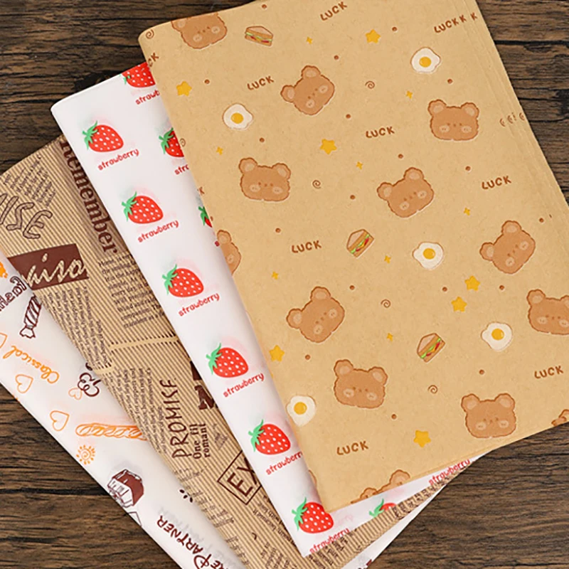 50/100pcs Oil Proof Wax Paper for Food Baking Barbecue Burger Fries Bread Baking Paper Plate Mat supplies