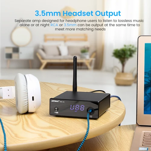 AIYIMA DAC-A1 헤드폰 디코더 ES9018Q2M 블루투스 5.0 디코더 동축 광 USB DAC APTX-HD 리눅스 원격 제어 5