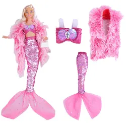 Elegant Shimmering Sequin Mermaid Gown with Lace Skirt - Excluding doll (Style 1-1)