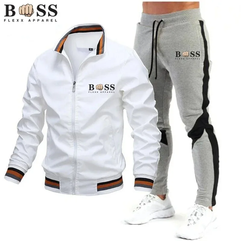 2024 Men's Clothing Spring and Winter Sports Gym set Zipper long-sleeved blazer + jogging pants High quality 2-piece set