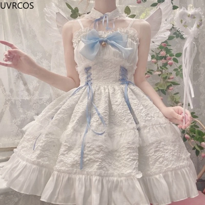 Victorian Vintage Gothic Lolita Jsk Dress Women Lace Bow Ruffles Bandage Princess Mini Dresses Girls Harajuku Kawai Y2k Vestidos