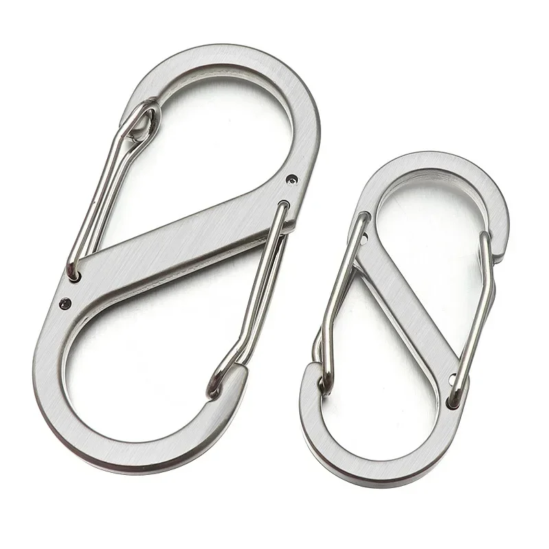 1pcs Stainless Steel S Type Carabiner with Lock Mini Keychain Hook Anti-Theft Outdoor Camping Backpack Buckle Key-Lock Tool 3