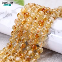 100% Natural Golden Citrine Yellow Crystal Loose Beads For Jewelry Making Bracelet Necklace Accessories 15'' 4 6 8 10 12mm 1