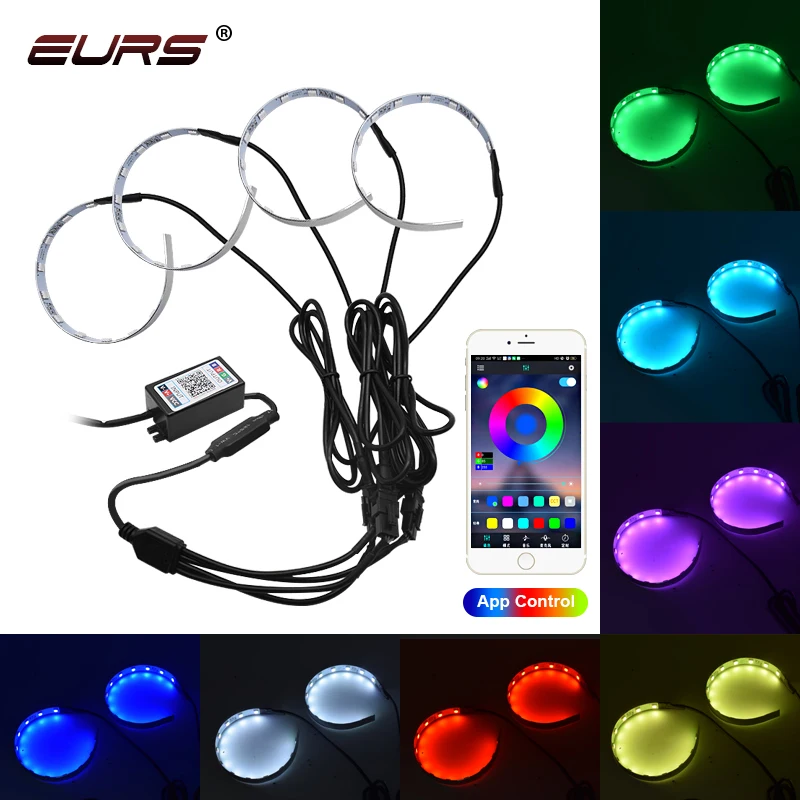 

360 Degree LED RGB APP Bluetooth Devil Demon Eyes Car Motorcycle 2.5 3.0 Inch Projector Lenscar Angel Eye DRL Car Accessories