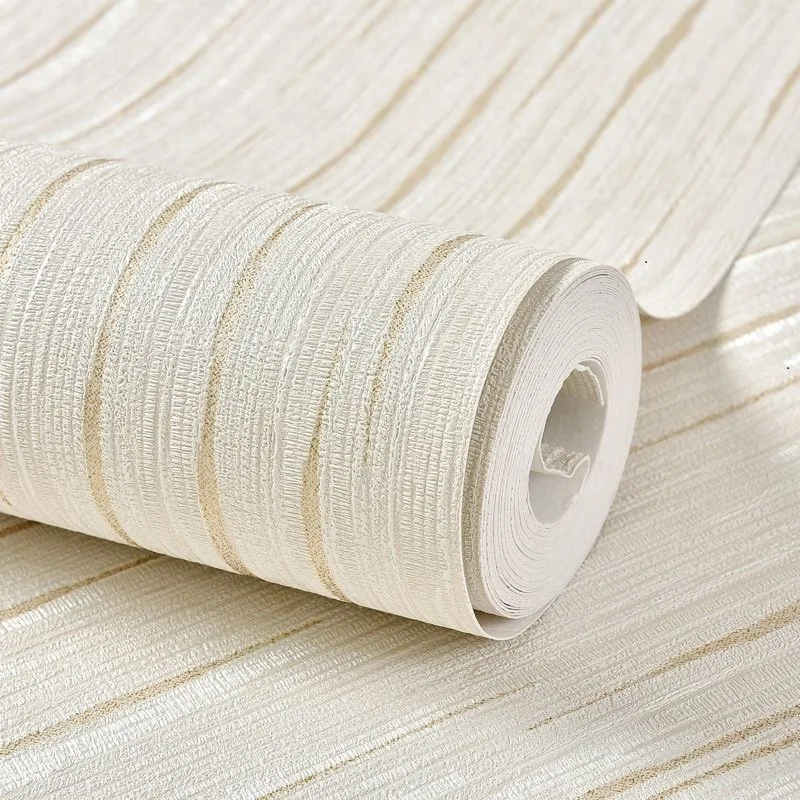 Bege Simples e Moderno Listra 3d Papel de Parede Diatomáceas Lama Cor Sólida 3d em Relevo Textura Não-tecido Quarto