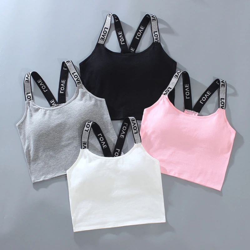 Cotton Breathable Underwear for Kids Girls Home School Teenagers Puberty Elastic Comisole Training Bras for 8-18Y Crop Tops