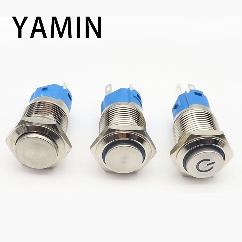 19mm Metal Push Button Micro Switch LED Lamp Momentary/self-locking Waterproof IP65 Latching Maintained Car Auto Engine PC Power