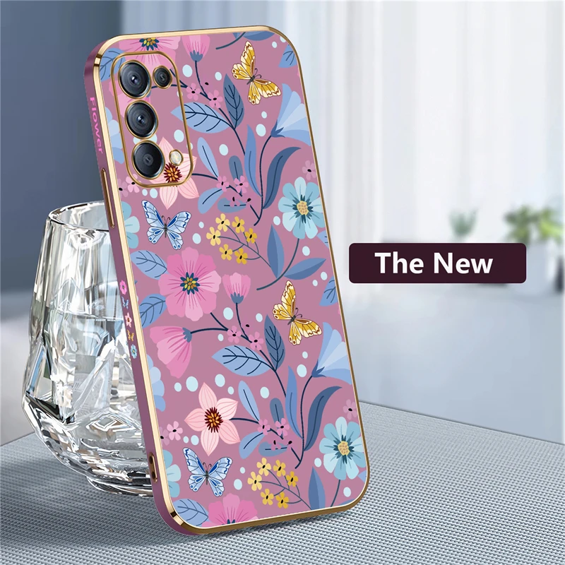 Elegant Floral Silicone Phone Case with Plated Design – Soft Protective Cover