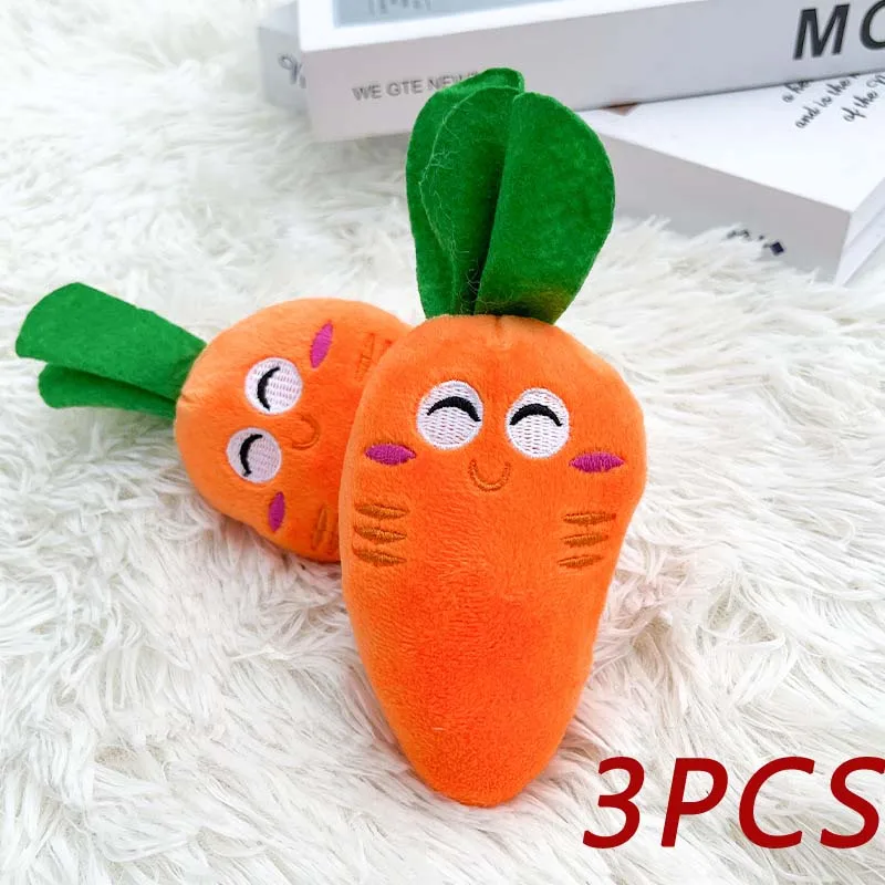 

3/1pcs Cute Puppy Pet Supplies Carrot Vegetables Shape Plush Chew Squeaker Sound Squeaky Interaction Cat Dog Toys Gift Accessory