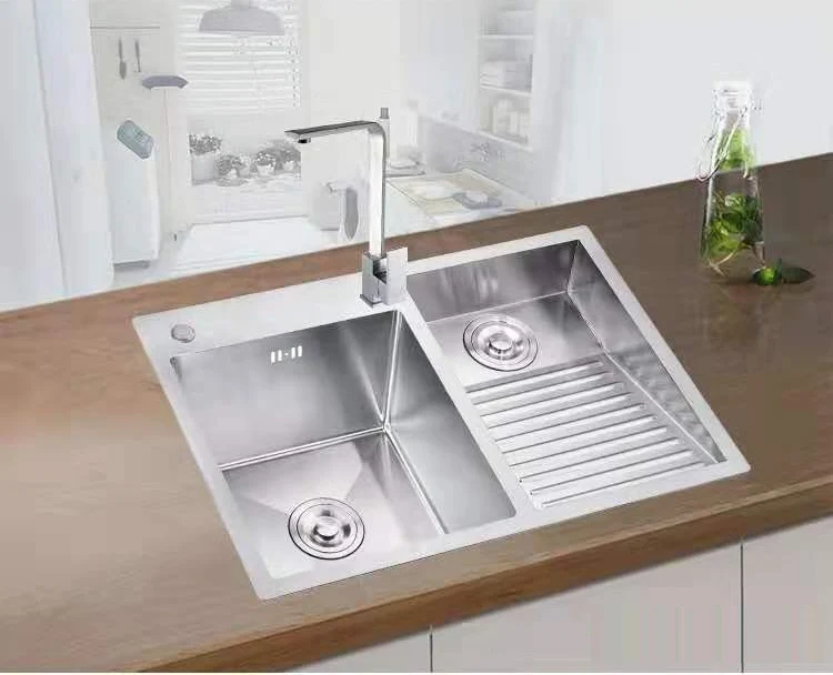 304 Stainless Steel Manual Kitchen Sink Single Bowl 80x48cm Above Counter / Undermount with Washboard & Dispenser