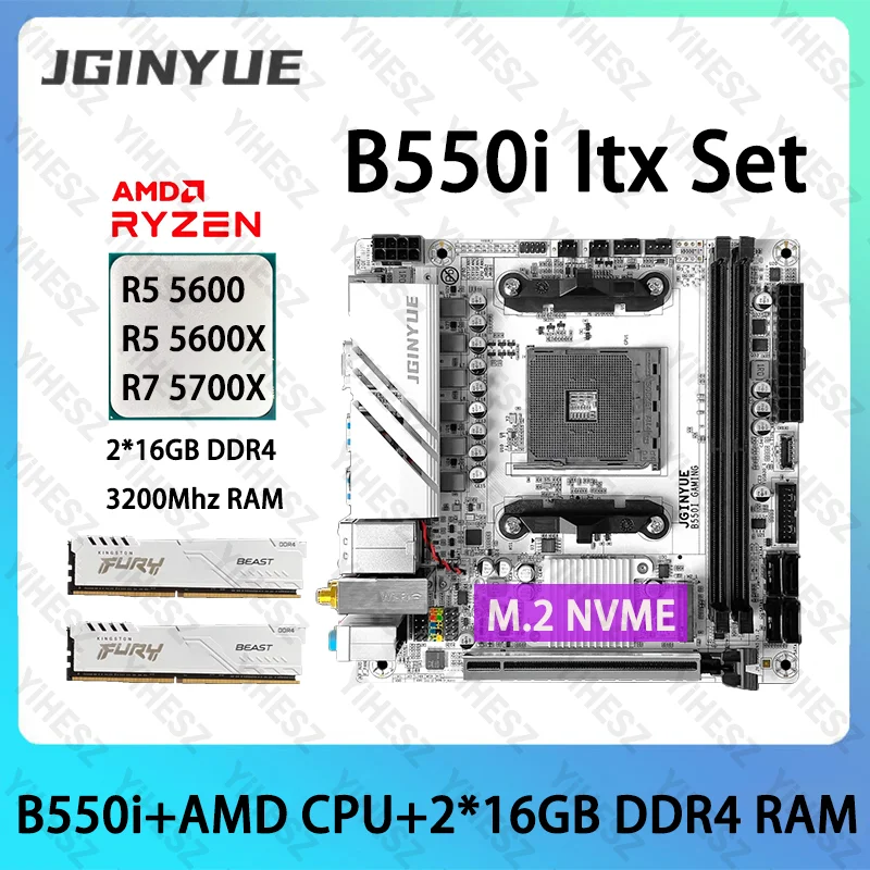 JGINYUE B550i GAMING Motherboard Set With Ryzen R5 5600/5600X R7