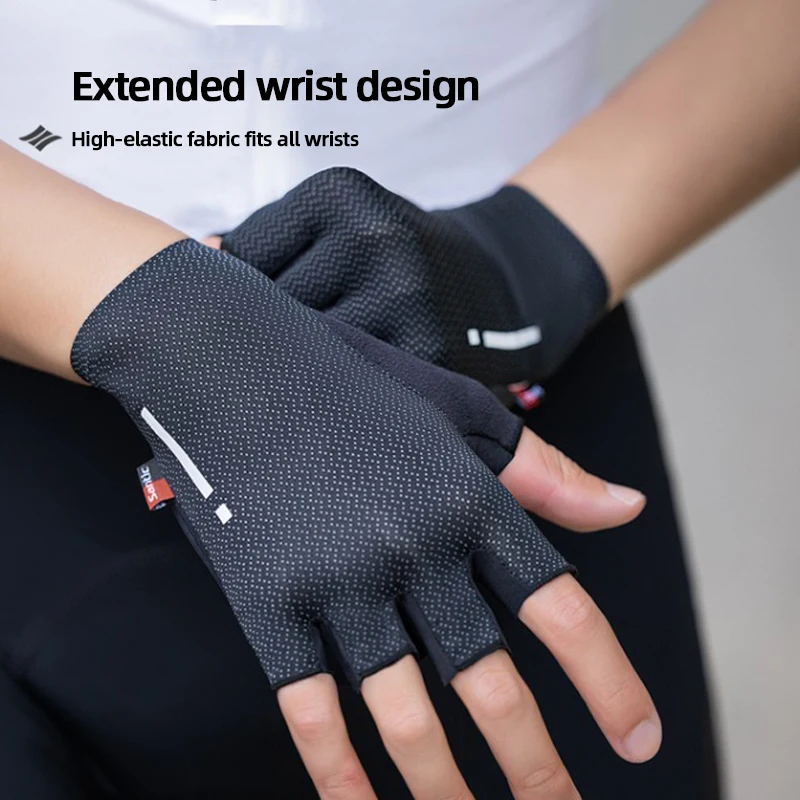 Men's Cycling Glove Porous Breathable Bike Fingerless Gloves High-elastic Cushioning Sports Gloves Bicycle Accessories