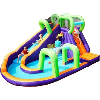 Water Slide Inflatable Bounce House for Kids with Blower Family Backyard Bouncy Castle Fun Doorway Tunnel Climbing Wall 1
