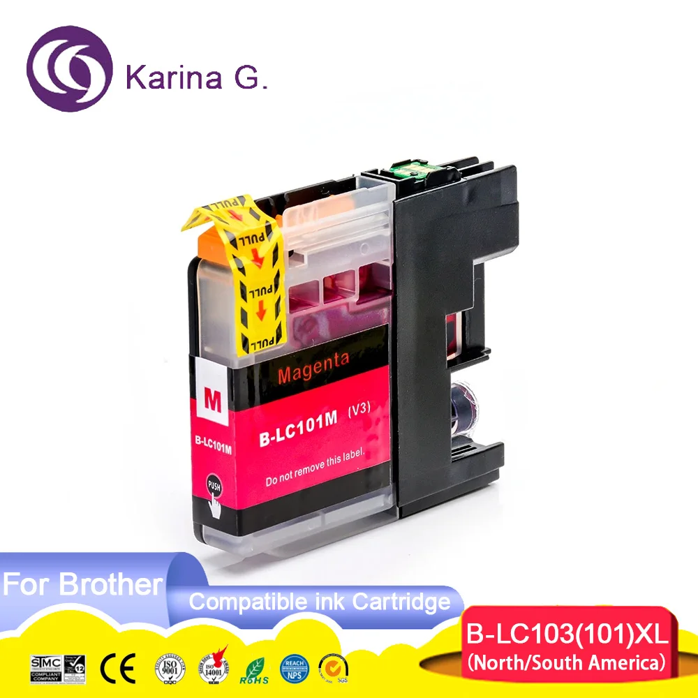 10PCS Compatible for LC101 LC103 Ink Cartridge Suit for Printer MFC-J285DW J450