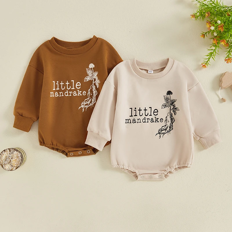 Cotton Baby Girl Boy Long Sleeve Mandrake Romper