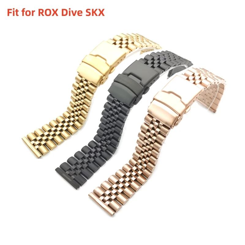 

316L Stainless Steel 20mm 22mm Jubilee Universal Straight End Oyster Watch Band Strap Fit for ROX Dive SKX