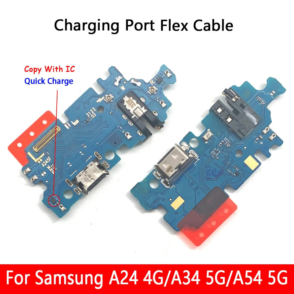 

For Samsung Galaxy A24 4G A34 A54 5G USB Charging Port Micro Dock Connector Board Flex Cable With IC Replacement Parts