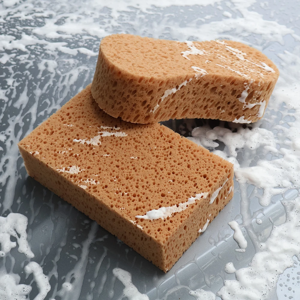 AUTOBRIGHT 2/5/10pcs Car Wash Sponges Square Big Size Ceramics and Thicken Detailing Cleaning Brown Sponge Washing Accessories 5
