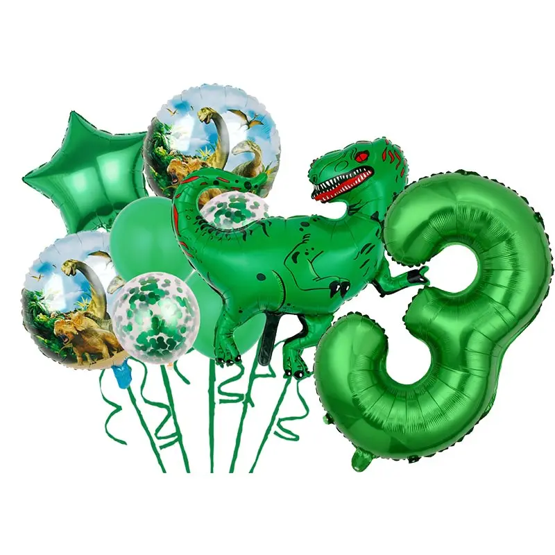 Dinosaurier-Luftballons, Partydekorationen, grüne Zahlen, Ballon-Set, Cartoon-Tier-Dinosaurier-Thema, Geburtstagsdekoration, Zubehör für Kinder – Detail 13