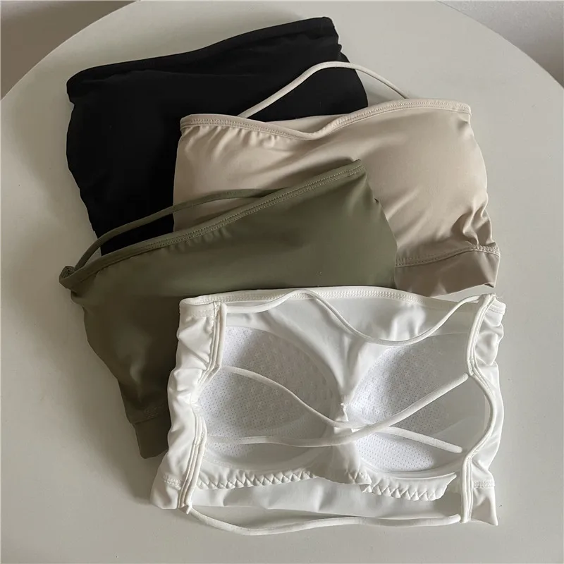 Description Picture 3 of itemSeamless Tube Top Ice Silk Sexy Wrap Chest for Women Push Up Bras Strapless Underwear Solid Color Bralette Lingerie Tops