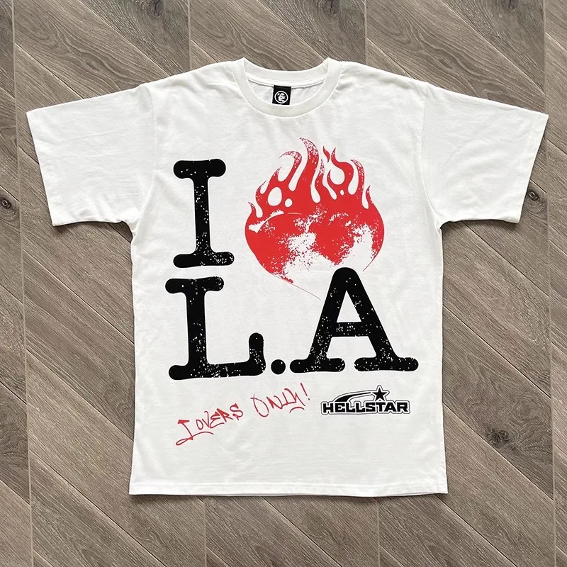 

New Washed HellStar Studios I Love NY Tee Men Women T Shirt Oversized Short Sleeve T-shirt Goth