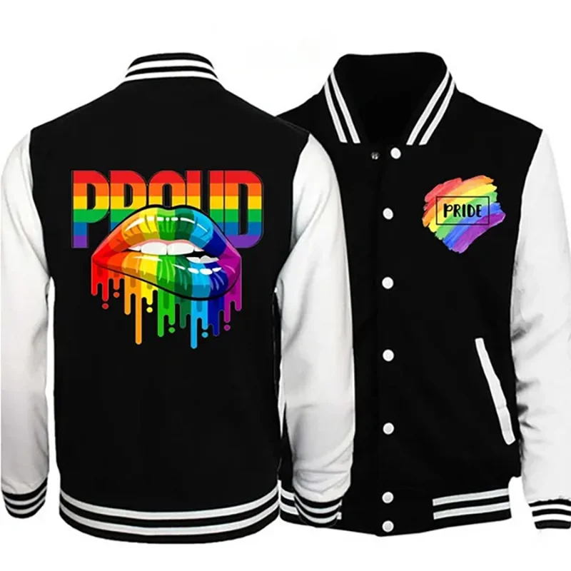 

Fashion New LGBT Pride Jacket Coat Fashion Casual Long Sleeve Sweatshirt Women Men Baseball Jacket