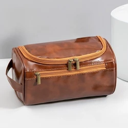 Elegant Leather Toiletry and Cosmetic Travel Bag (PU - Brown)