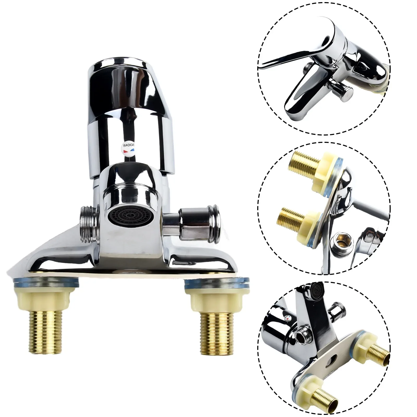 

Bathroom Faucet Water Mixer Tap Bath Faucet Double-Hole Hot And Cold Basin Tap Press Switch Control Single Handle