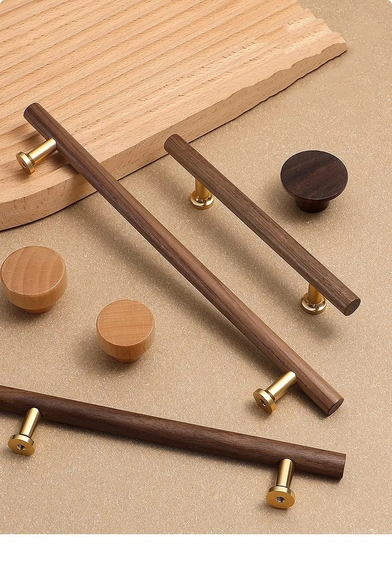 Description Picture 5 of item1Pc High-grade Kitchen Cabinet Door Handle Solid Wood Drawer Knobs Wardrobe Handles Furniture Hardware Pulls with Screw