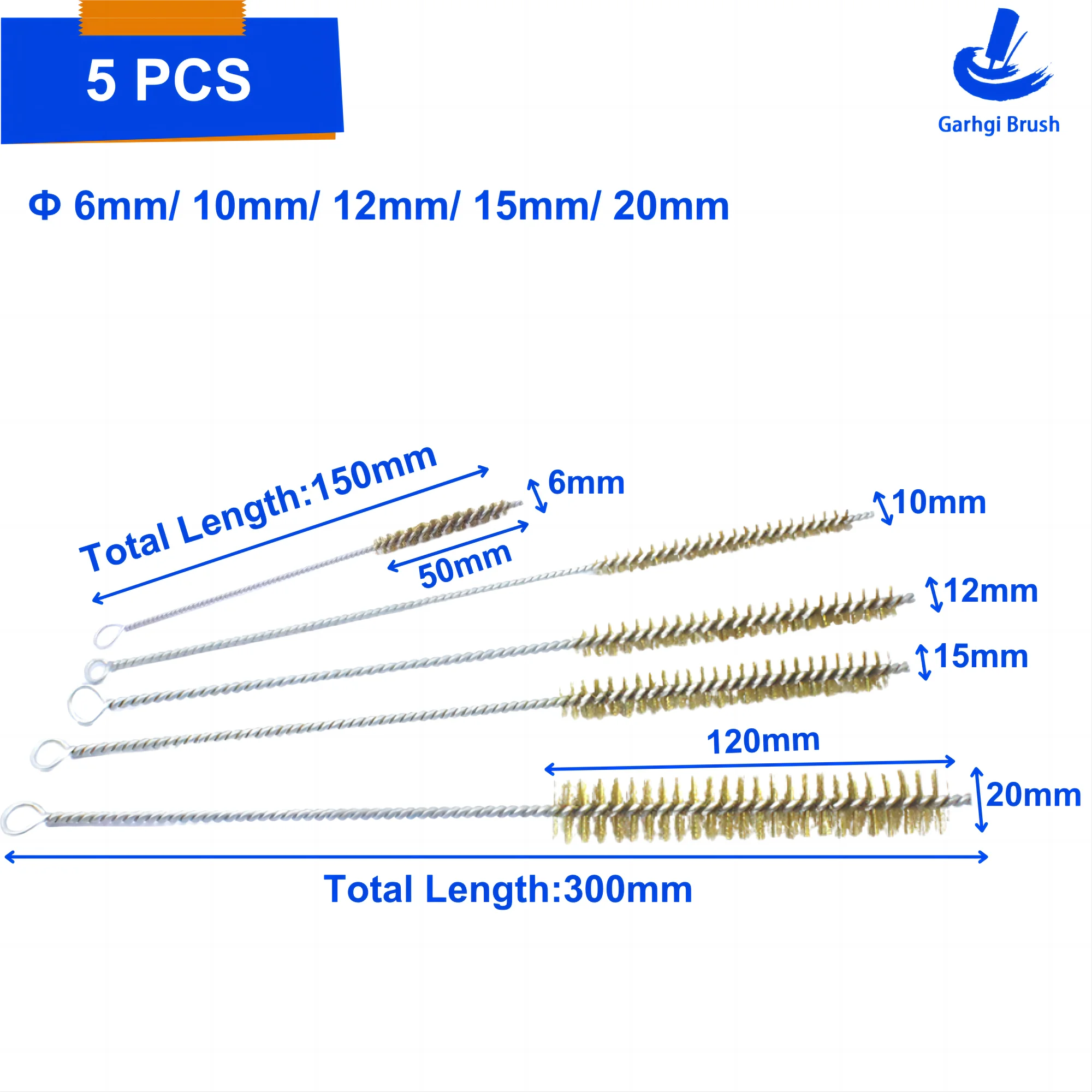 5PCS Kupfer Stahl Draht Rohr Pinsel Messing Nylon Borsten Rohr Sauber Rost Schmutz Entfernung Manuelle Hand Werkzeug Multifunktionale Universal – Detail 9