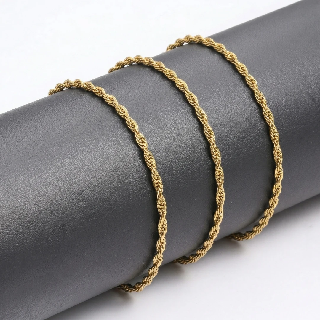 2 Meter Edelstahl Flache Gedrehte Gliederketten für DIY Halsketten Armbänder Schmuckherstellung Zubehör Materialien – Detail 6