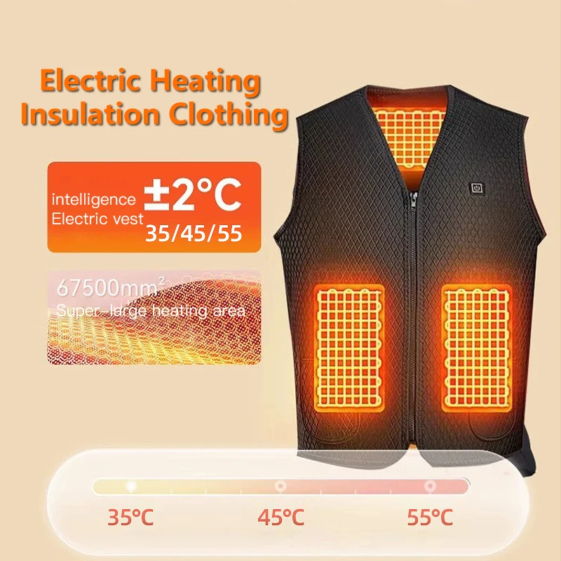 USB Electric Heating Vest Temperature Control Charging Heating Clothing Cold Proof Warm Winter Power Supply Clothes