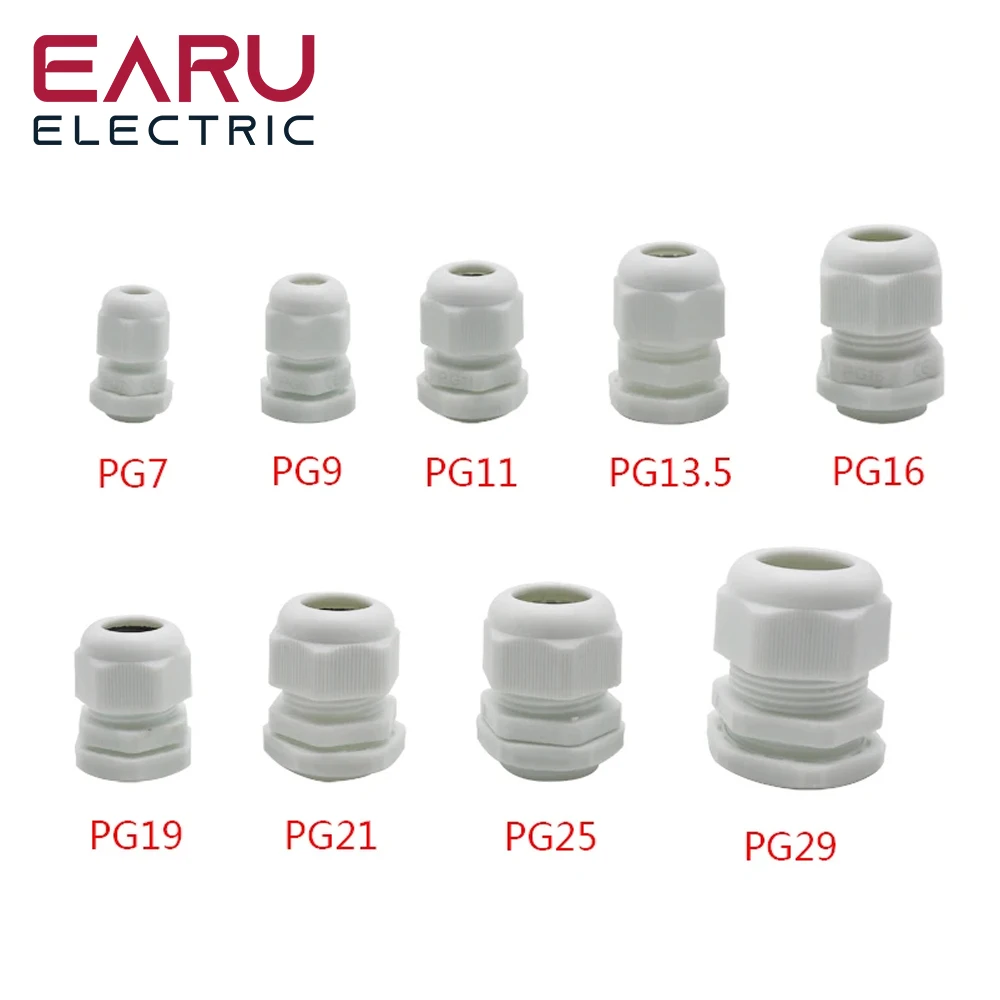 10PCS Waterproof Cable Gland Cable Entry IP68 PG7 PG9 PG11 PG13.5 PG16 PG19 PG21 PG25 Nylon Plastic Connector