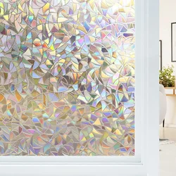 Rainbow Static Cling Stained Glass Privacy Window Film - Non-Adhesive Reflective Covering - 30x100cm