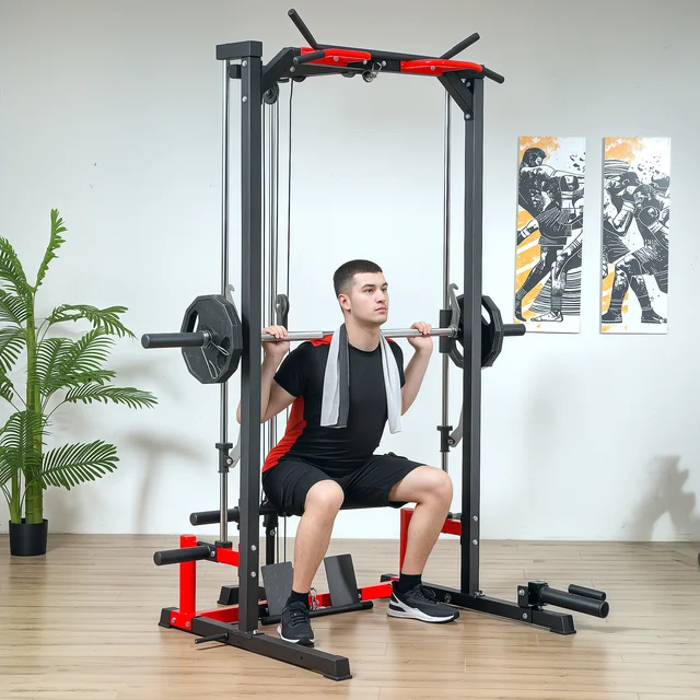 Soozier Smith Machine, Multi-Function Power Cage with Lat Pull down System 2