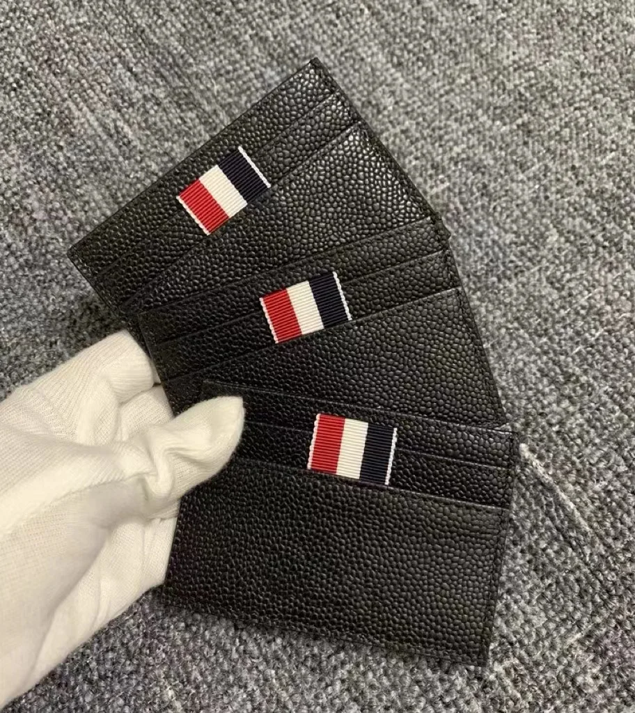 

TB THOM Card Holde Classic Black Leather Fashion ID Credit Card Wallet Luxury Brand Solid Color Business Card Holder